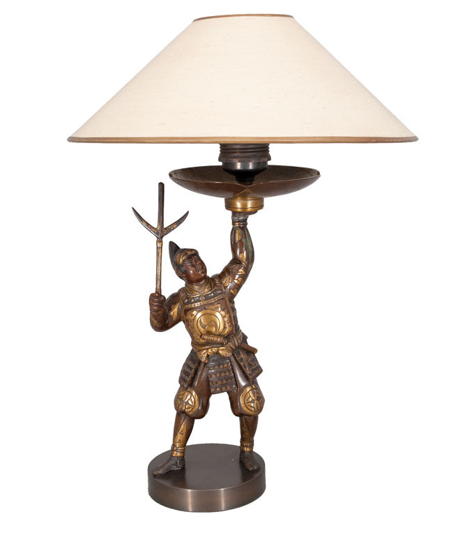 A lamp with Japanese warrior