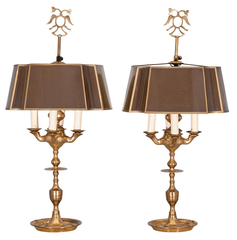 A pair of french Bouillotte lamps