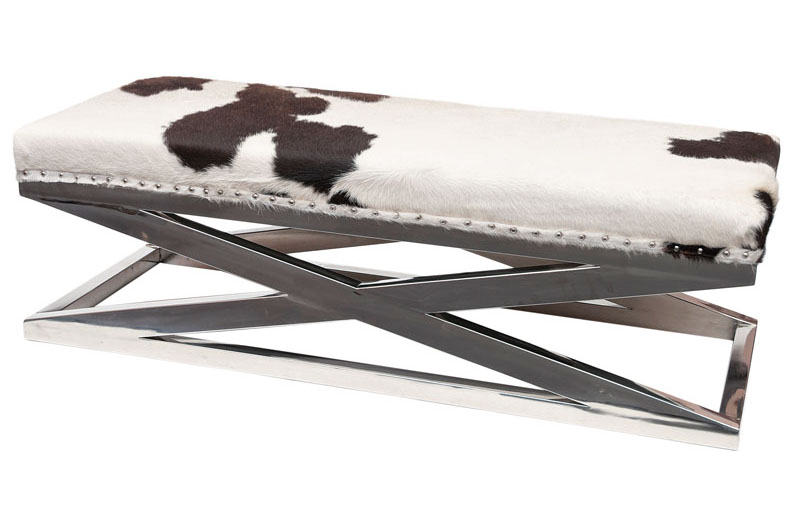An extraordinary bench with cowhide cover