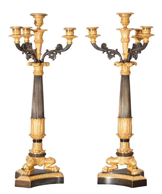 A pair of Empire candle holders