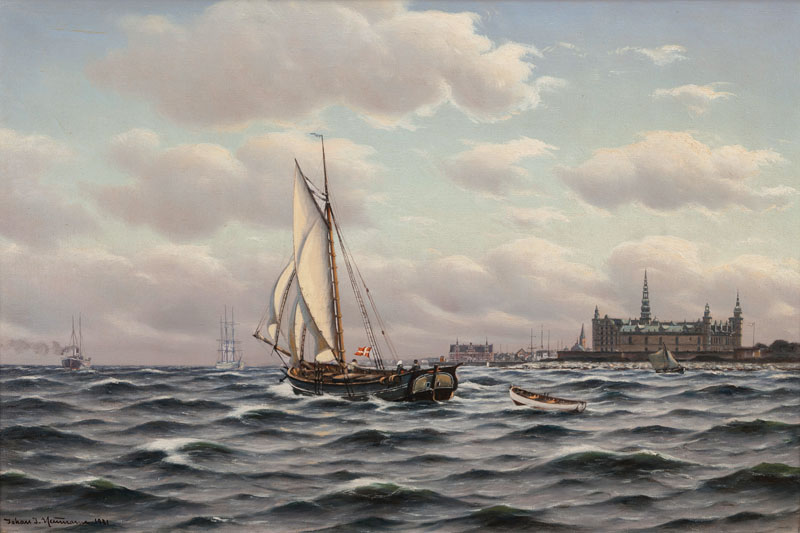 Segelschiffe vor Schloß Kronborg