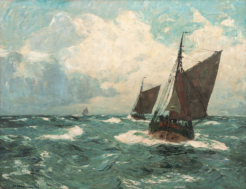 Fishing Boats in choppy Sea