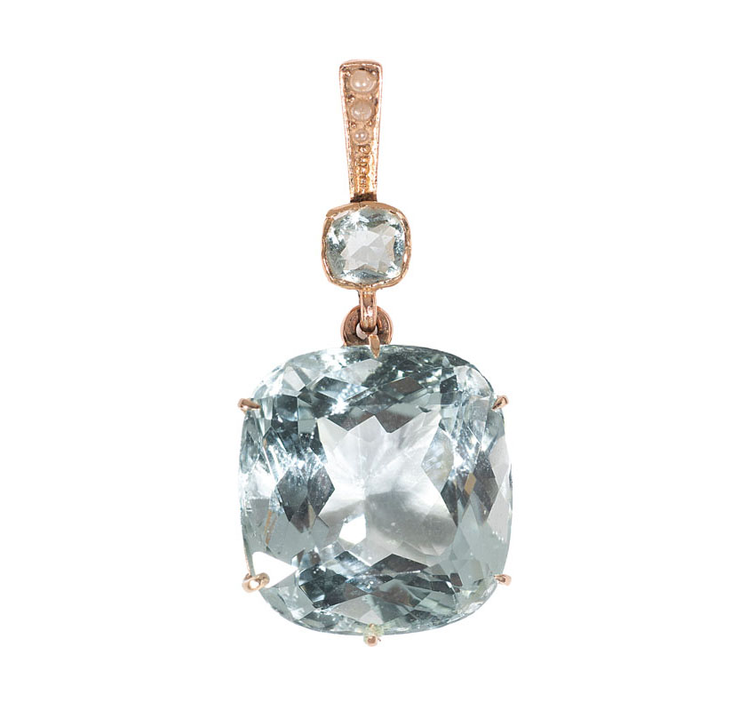 An Art-Nouveau aquamarine pendant