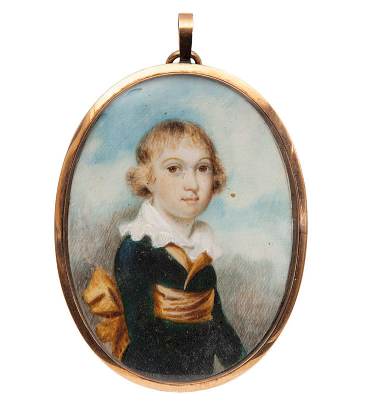 A Georgian miniature portrait of a boy