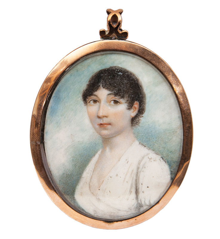 A Georgian miniature portrait of a young lady