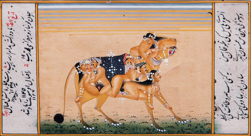 An erotic composite painting of a lion