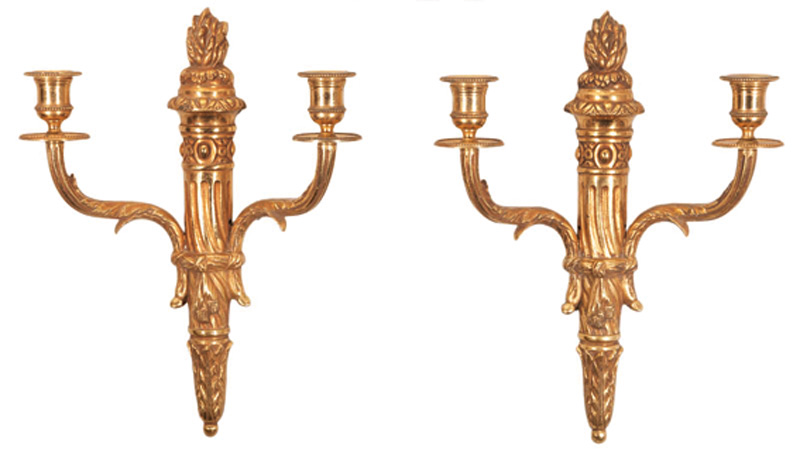 A pair of wall chandeliers in the style of Empire