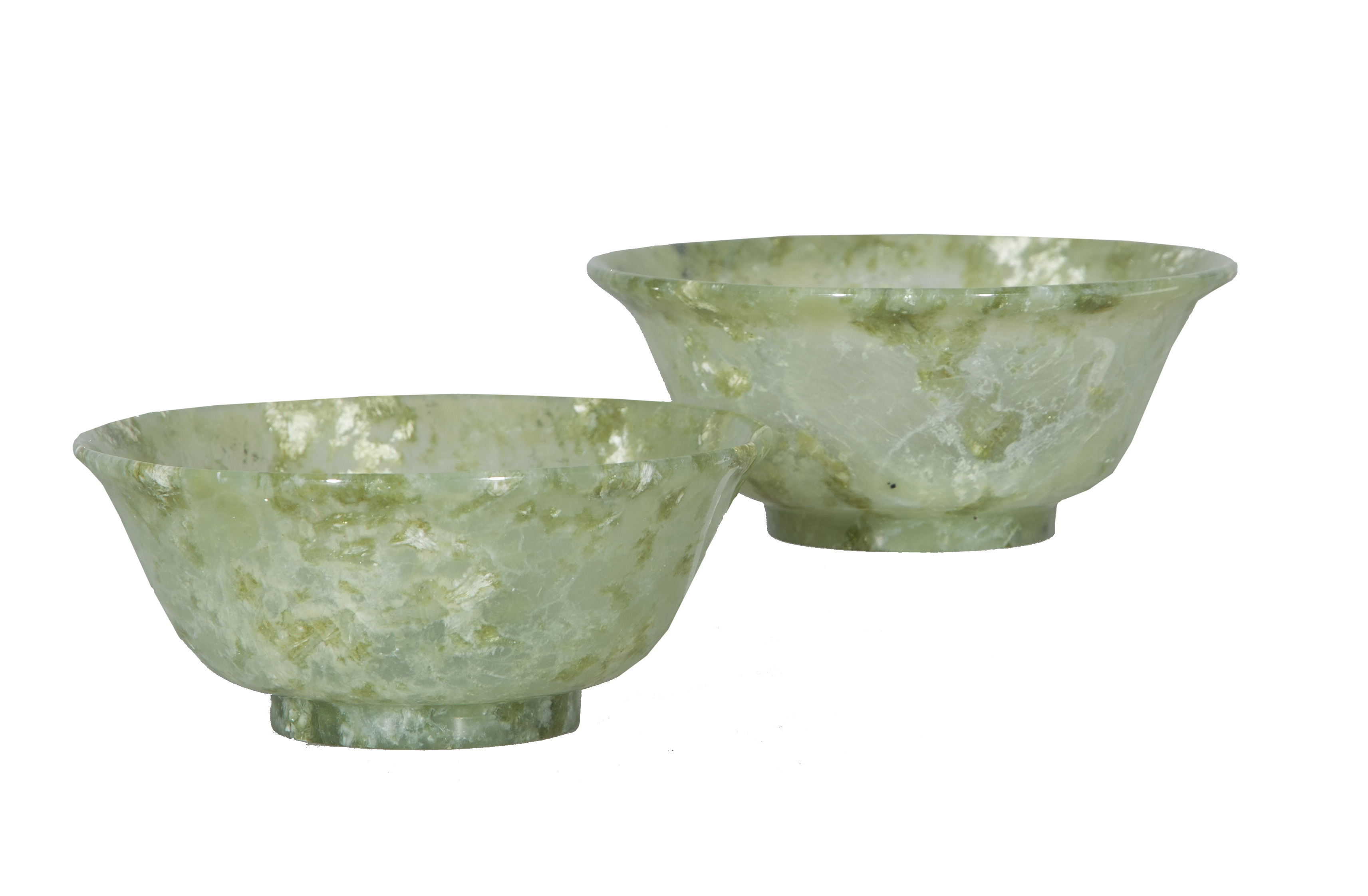 A pair of fine jade bowls