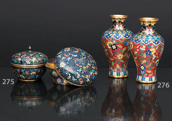 A pair of elegant cloisonné baluster vases