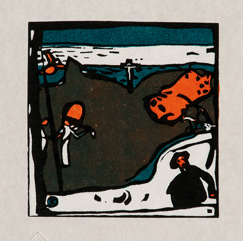 Landschaft mit Figuren und Kruzifix