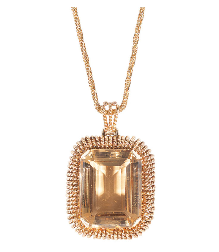 A citrine pendant with necklace