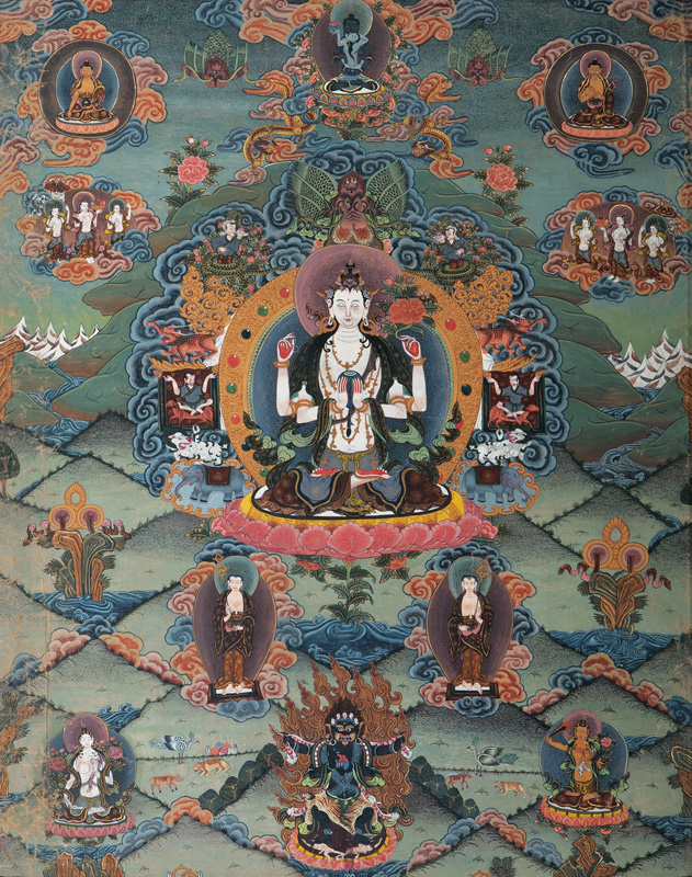 Thangka 'Chenrezig (Avalokiteshvara )' Thangka 'Chenrezig (Avalokiteshvara )'