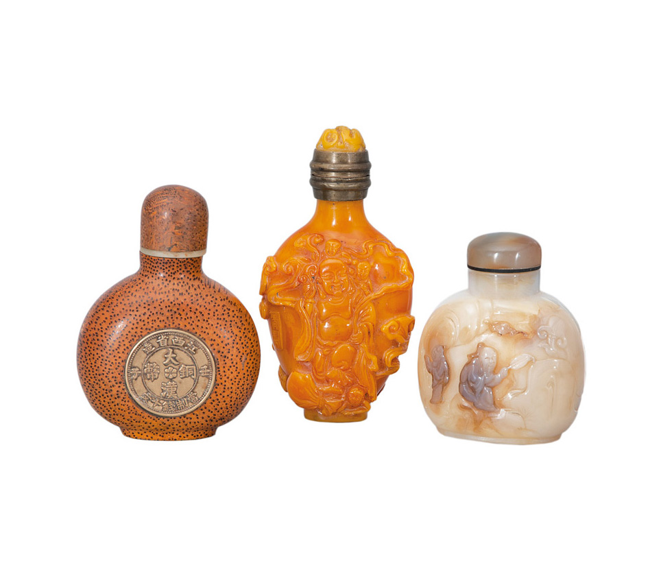 A set of 3 taller snuff bottles