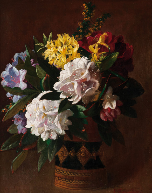 Vase mit Rhododendren