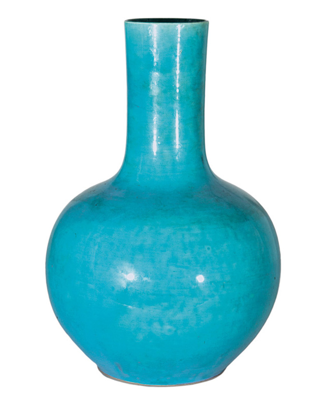 An unusual turquoise-glazed vase