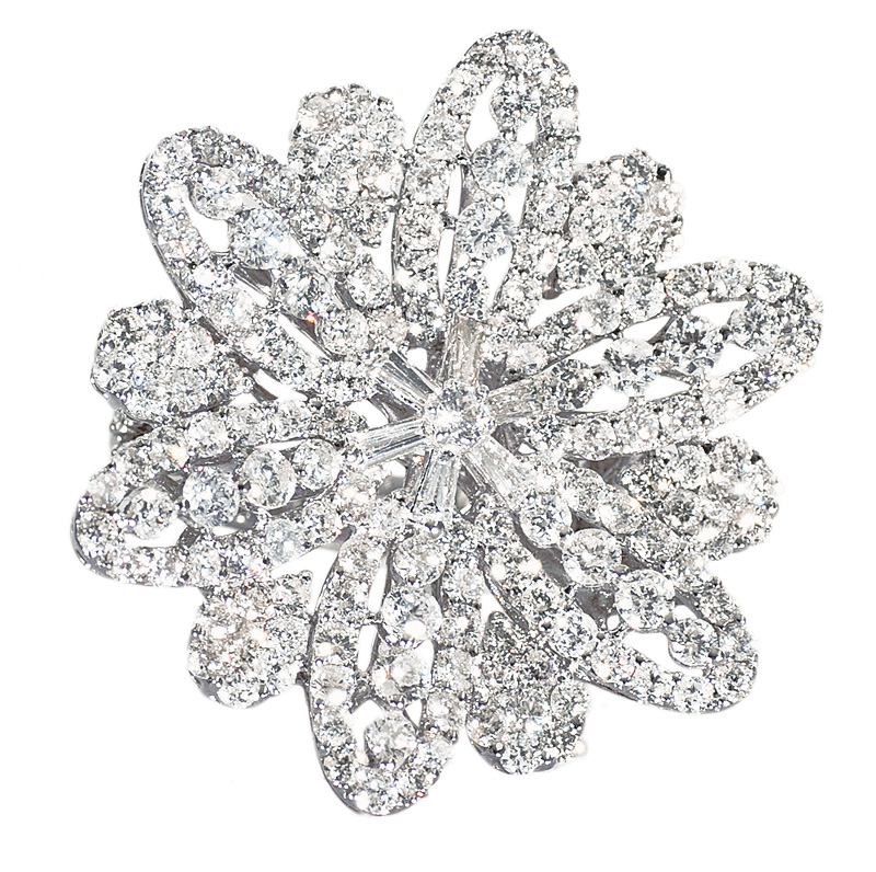 A large diamond ring in flowershape