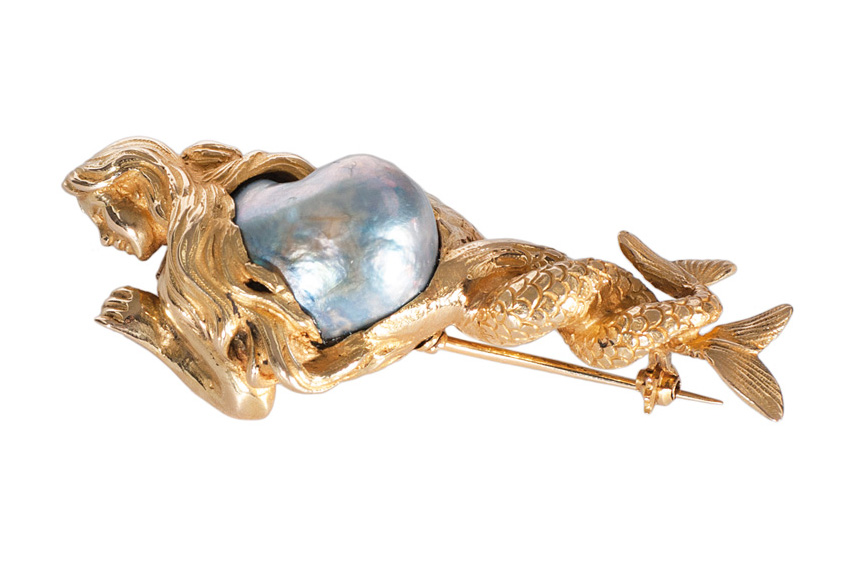 An Art Nouveau pearl brooch 'Mermaid'
