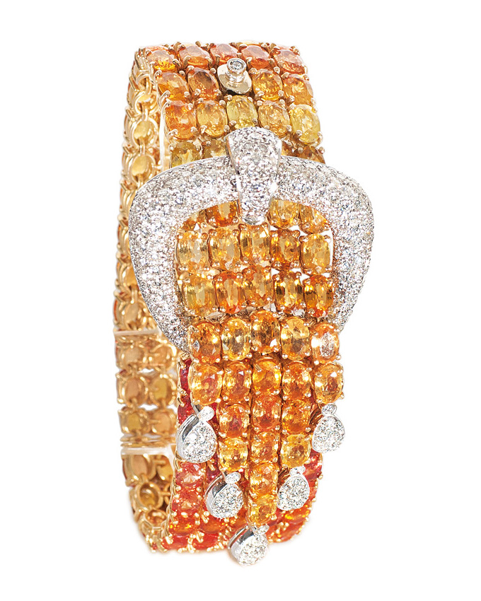 A splendid, colourful sapphire diamond bracelet
