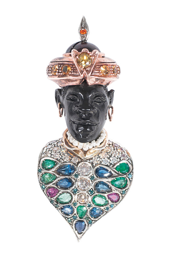 A moretto pendant with precious stones