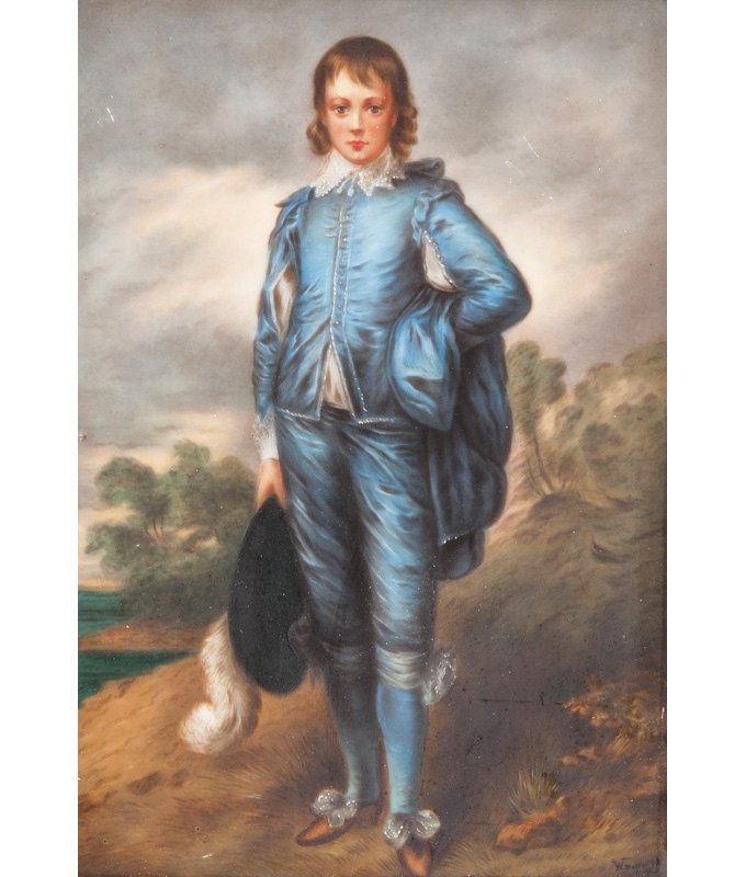 A fine porcelain plaque after Gainsborough's 'The Blue Boy'