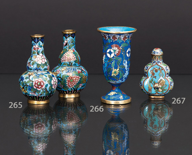 A pair of small cloisonné double-gourd vases