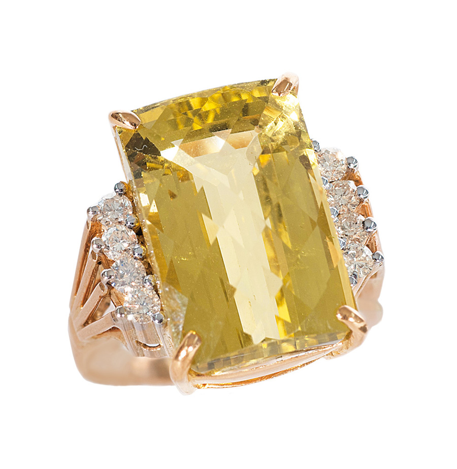 A citrine diamond ring