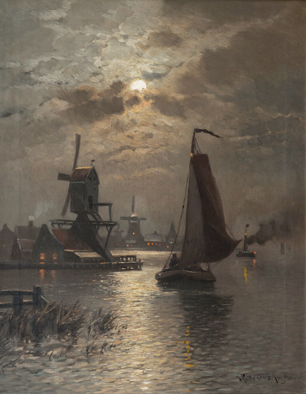 Heinrich Petersen-Angeln - Flensburger Förde bei Nacht Flensburger Förde bei Nacht