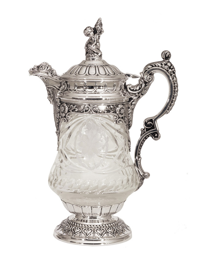 Prachtvolle Kristall-Karaffe mit reicher Silber-Montierung Prachtvolle Kristall-Karaffe mit reicher Silber-Montierung