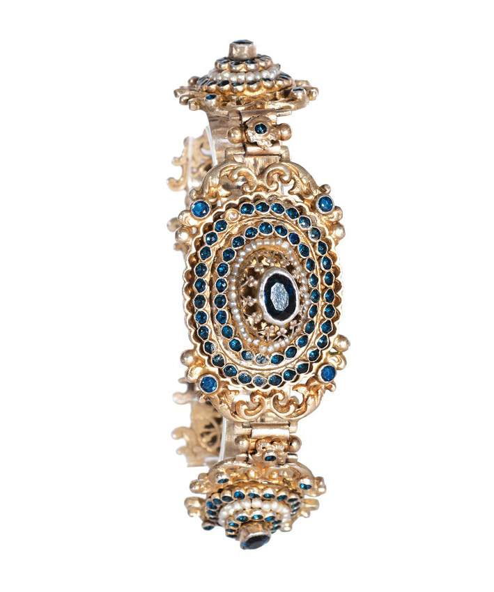 An antique sapphire pearl bracelet