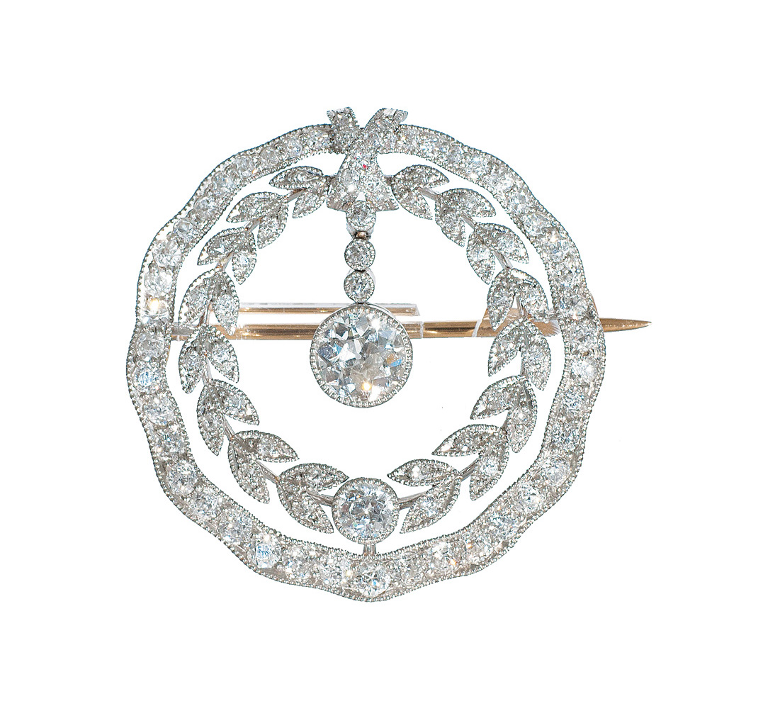 An Art Nouveau diamond brooch