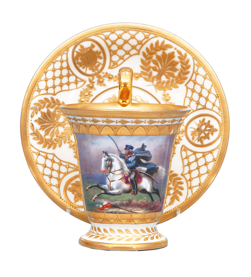 A souvenir cups with Prussian soldier A souvenir cups with Prussian soldier
