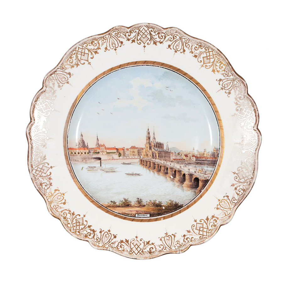 A veduta plate with Elbe panorama in Dresden