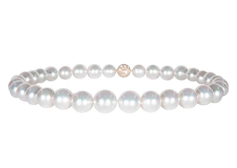 A Southsea pearl necklace with a diamond clasp