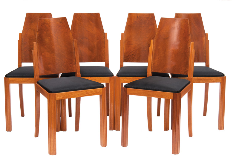 Art-Déco-Esstisch mit 6 passenden Stühlen - Bild 2