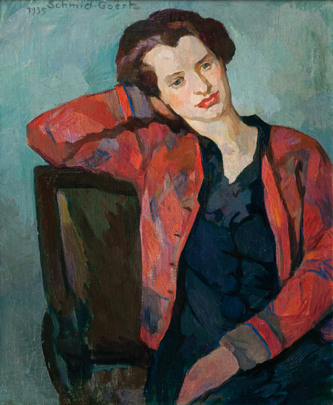 Portrait einer Dame in roter Jacke