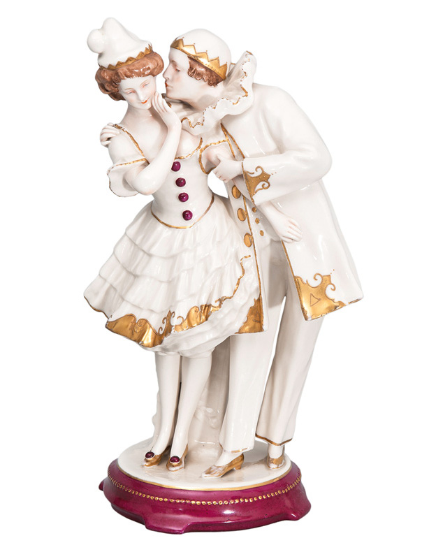 A figural group 'Pierrot and Columbine'