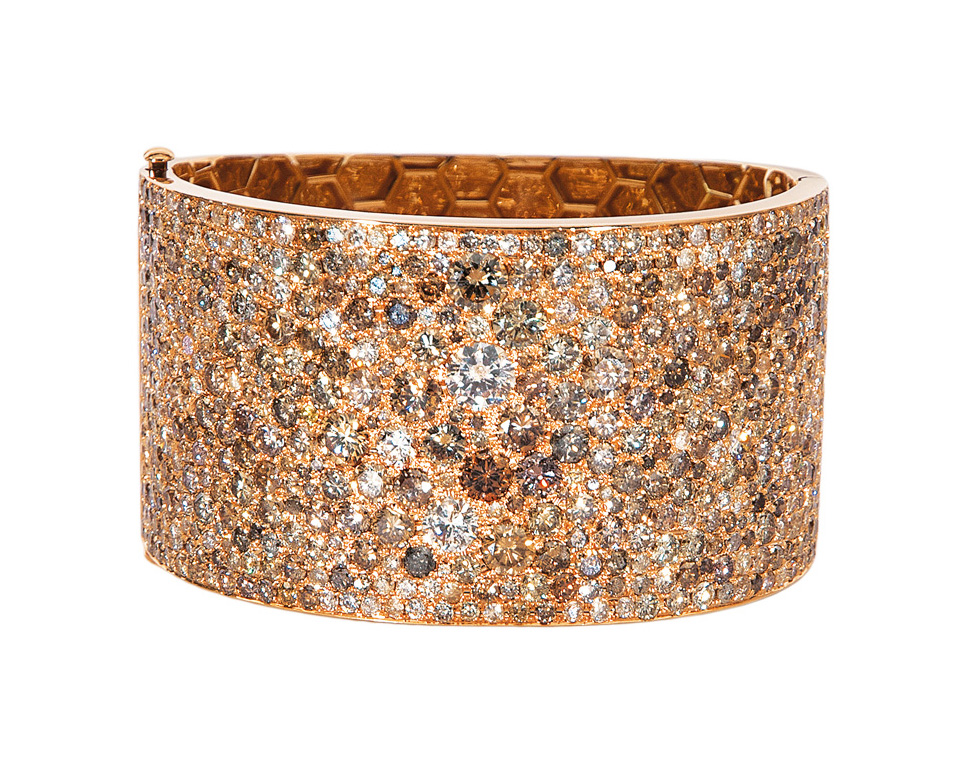A modern, highcarat diamond bangle bracelet