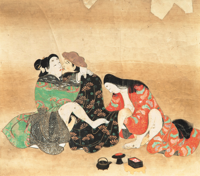 Mappe mit 9 Shunga-Malereien mit Paaren beim Liebesspiel - Bild 2