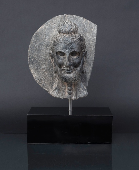 A rare Gandhara head of a 'Fasting Buddha'