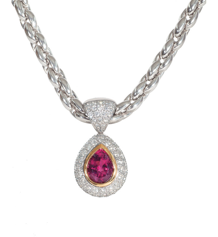 A topaz diamond pendant with necklace by Wempe