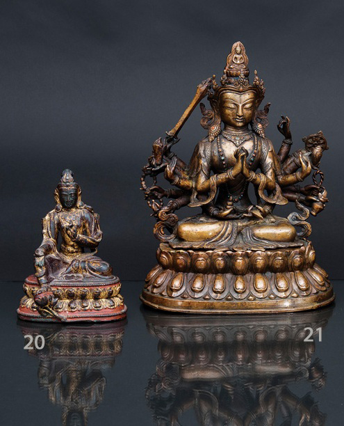 A bronze figure 'Green Tara'