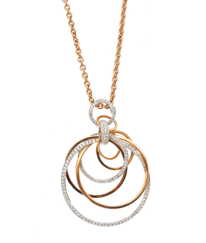 A modern diamond pendant with necklace