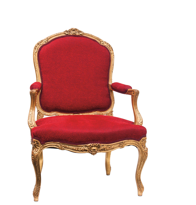 An opulent armchair in the style of Baroque