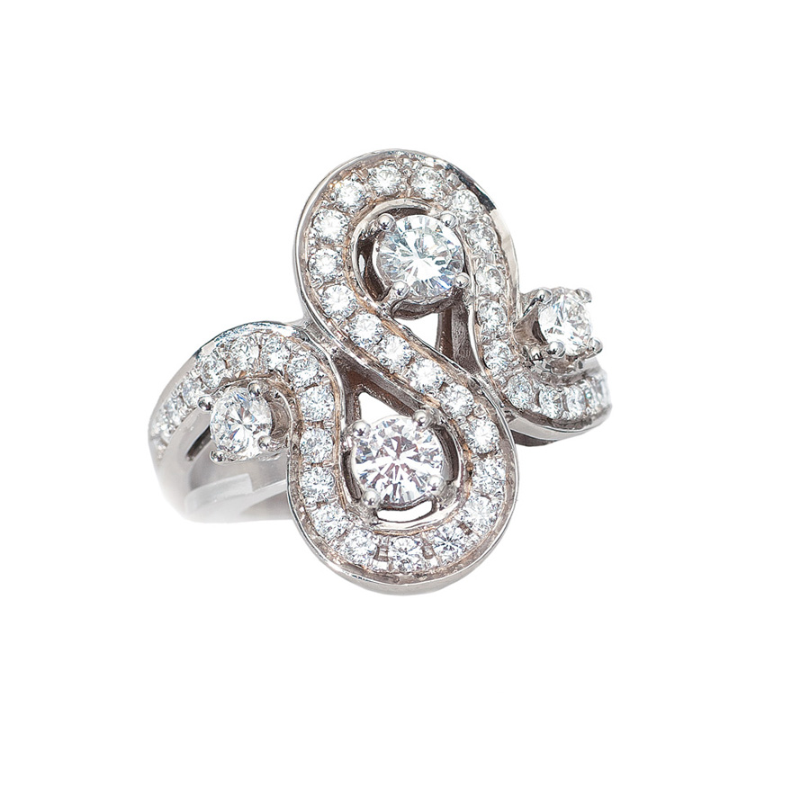 A diamond ring in Art Nouveau style