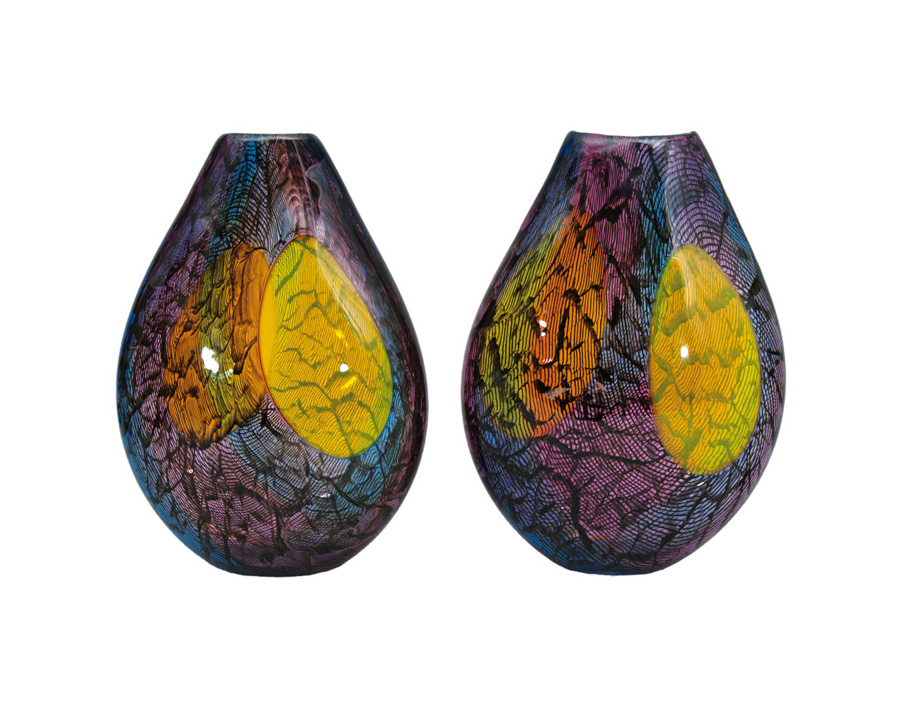 A modern pair of glass vases 'Follia d'Estate' of the series 'La Ragnatela'