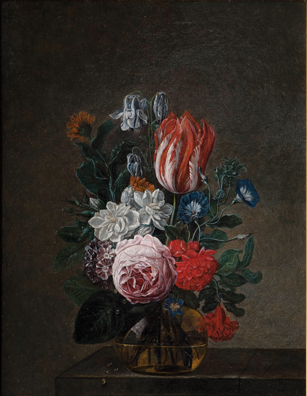 Flowers in a Glass Vase