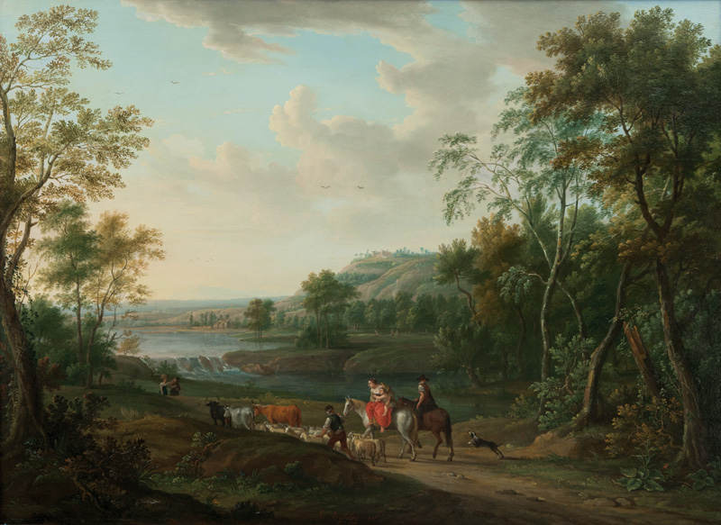 Southern Landscape with travelling Herdsmen