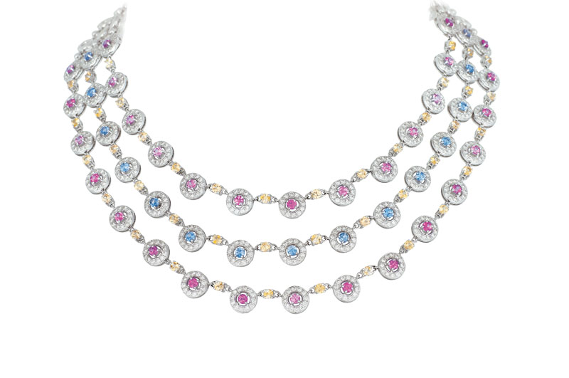 A colourful sapphire diamond necklace
