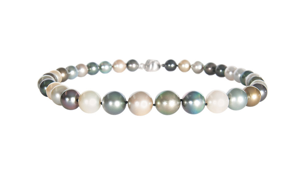 A multicoloured Southsea and Tahiti pearl necklace