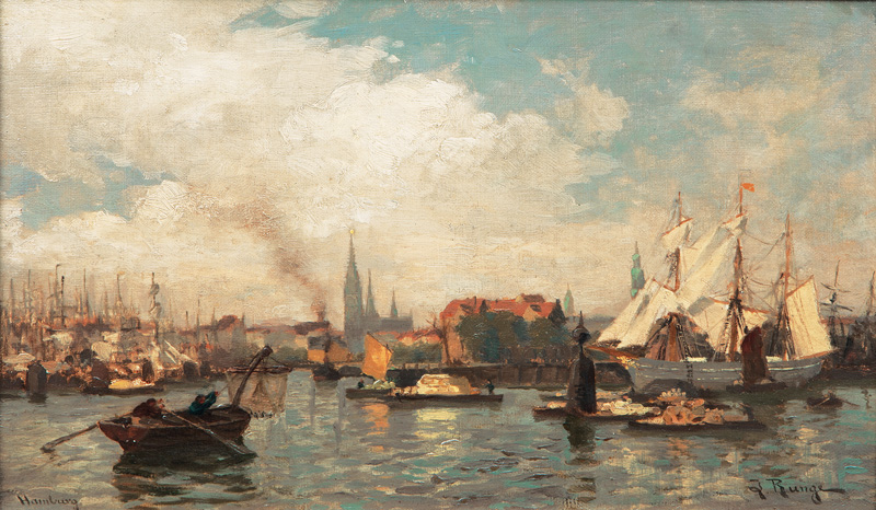 Julius Runge - Hamburger Hafen mit Großsegler Hamburger Hafen mit Großsegler